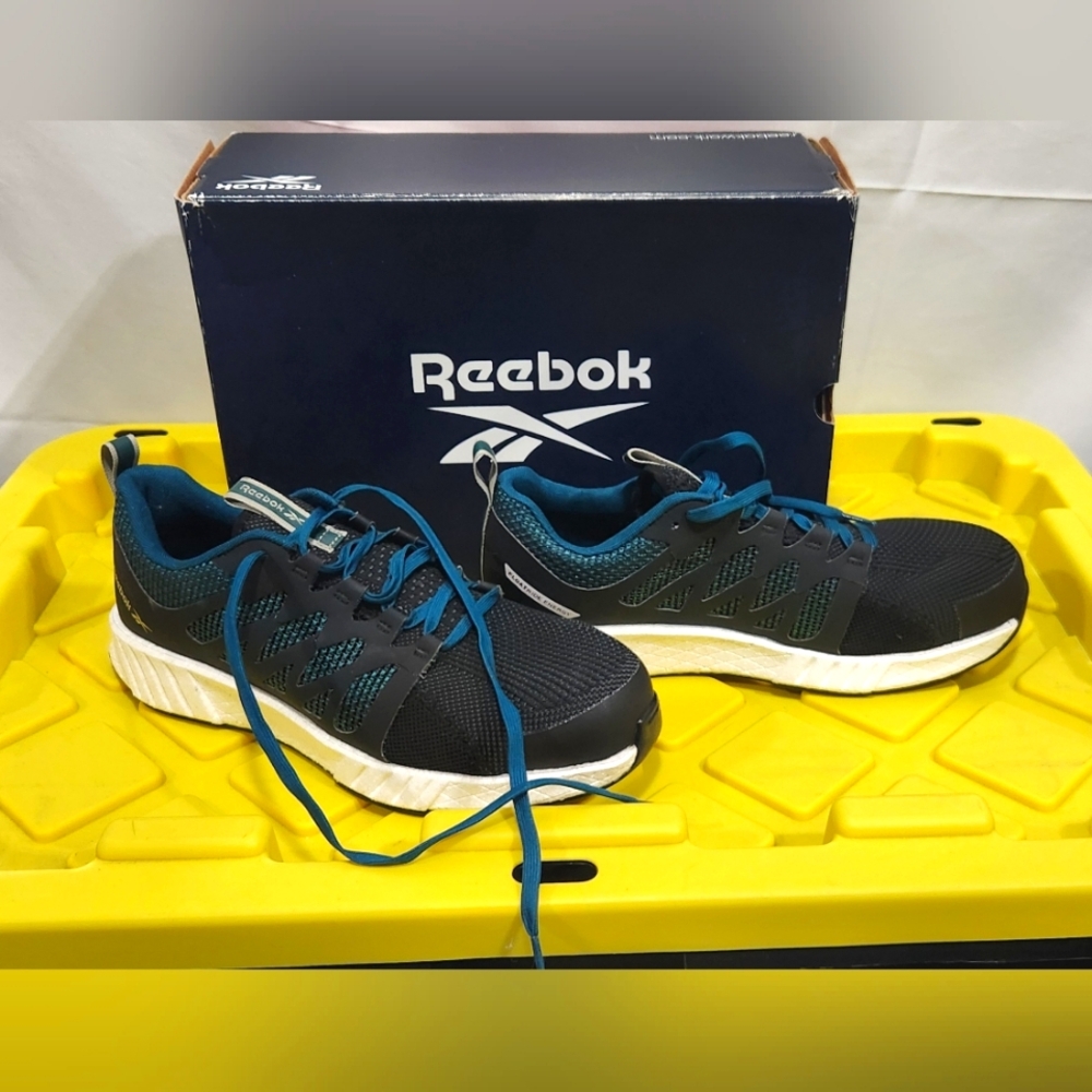 Reebok Unisex Black and Teal Work Shoes-Women Size 11.5/Men 9.5